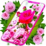 pink rose 4k live wallpaper android application logo